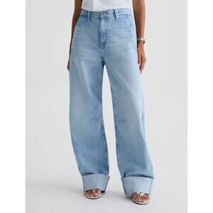 AG Mercer Cuffed High Rise Barrel Jeans Sunset Blues 28 / 6